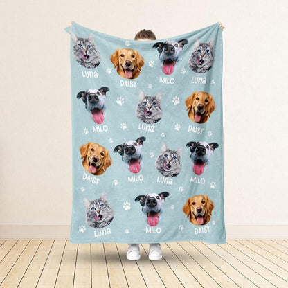 Personalized Pet Photo Fleece Blanket: Dog Mom Cat Mom Christmas Blanket