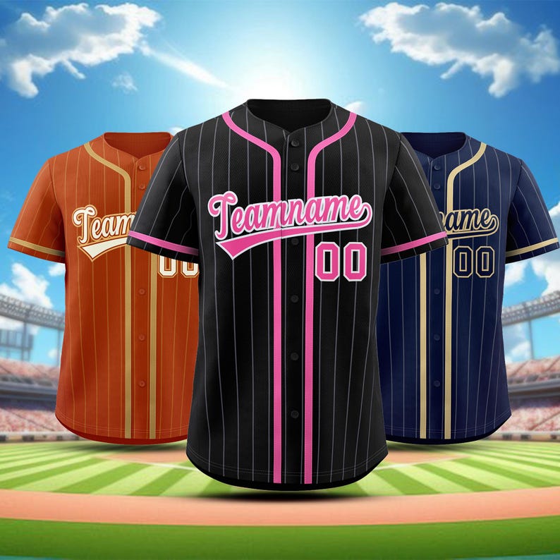 Personalized Name Team,Custom Stripe Line Color Baseball