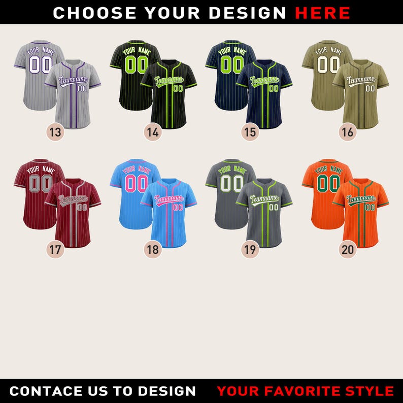Personalized Name Team,Custom Stripe Line Color Baseball