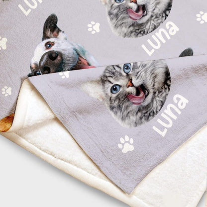 Personalized Pet Photo Fleece Blanket: Dog Mom Cat Mom Christmas Blanket