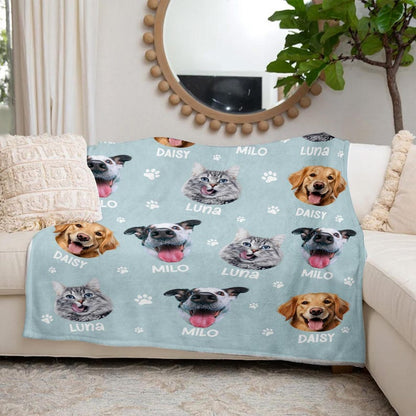 Personalized Pet Photo Fleece Blanket: Dog Mom Cat Mom Christmas Blanket