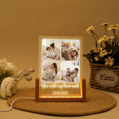 Peronalized Photo Night Light, Custom Photo Collage Frame Lamp