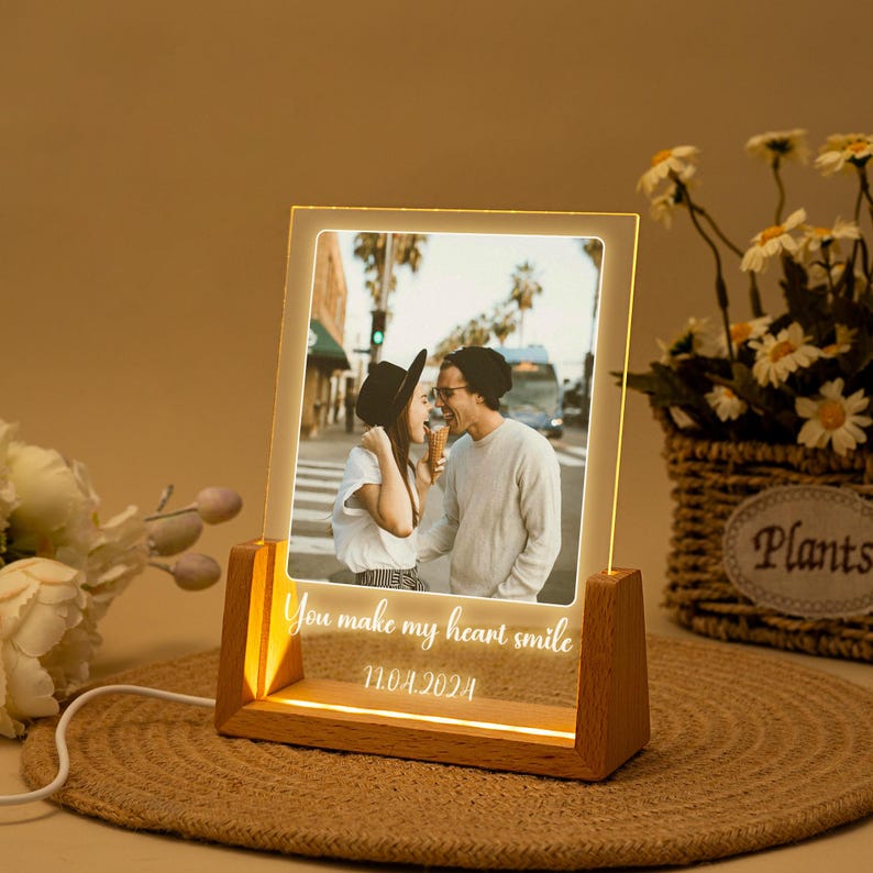 Peronalized Photo Night Light, Custom Photo Collage Frame Lamp