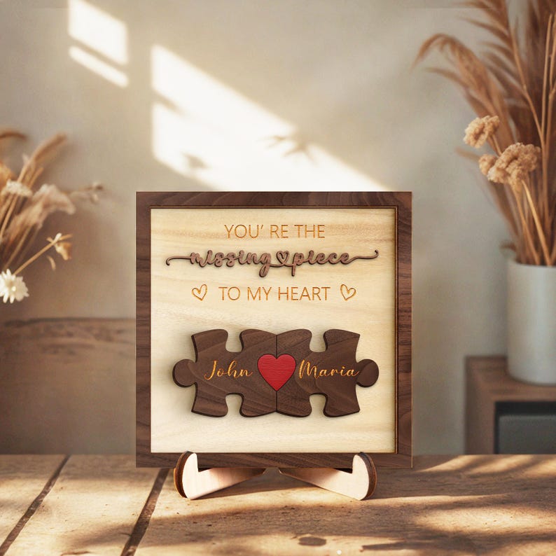 Puzzle Couples Name Sign, Personalized Romantic Gift for Him Her,