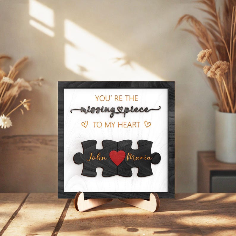 Puzzle Couples Name Sign, Personalized Romantic Gift for Him Her,