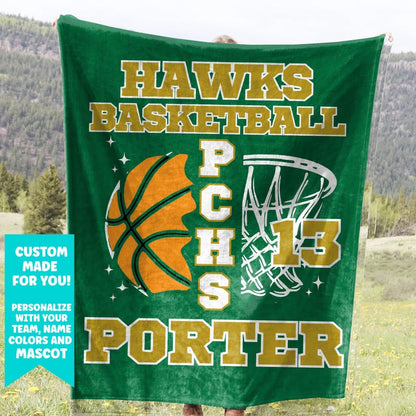 Personalized Basketball Blanket, Senior 2026 Custom Basketball Team Soft Fleece Throw