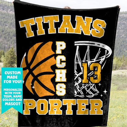 Personalized Basketball Blanket, Senior 2026 Custom Basketball Team Soft Fleece Throw