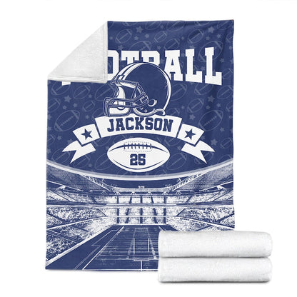 Personalized Football Blanket, Custom Name Number Football Player