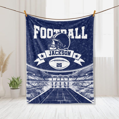 Personalized Football Blanket, Custom Name Number Football Player Blankets