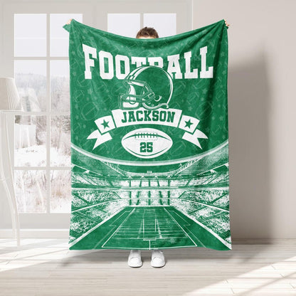 Personalized Football Blanket, Custom Name Number Football Player Blankets