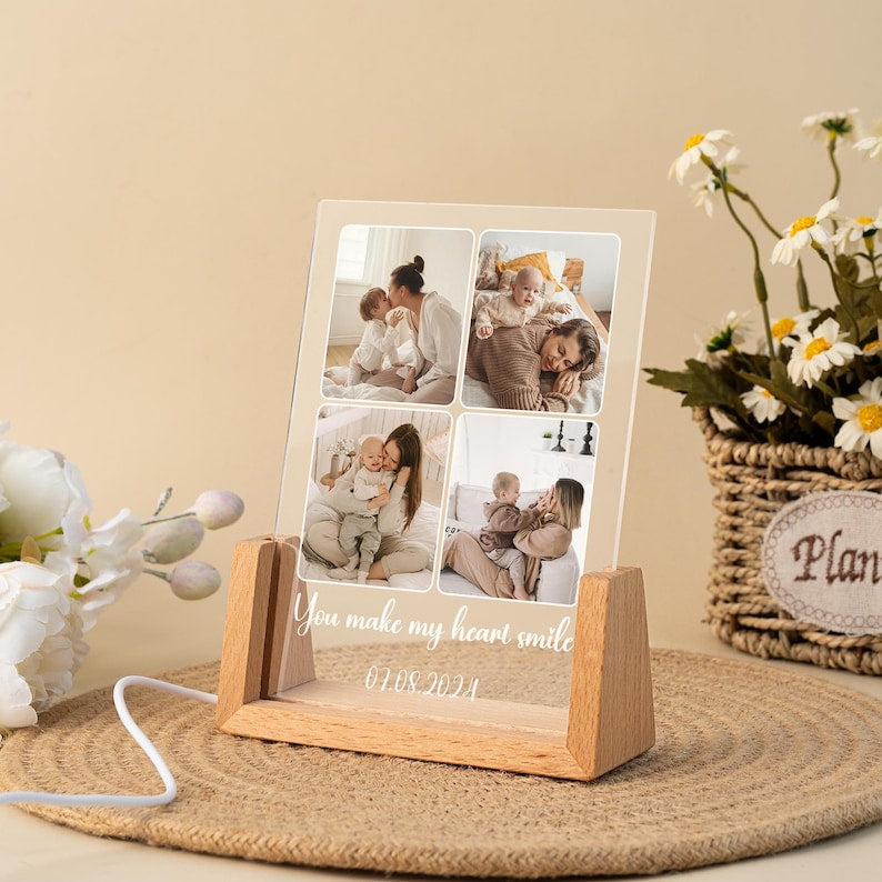 Peronalized Photo Night Light, Custom Photo Collage Frame Lamp