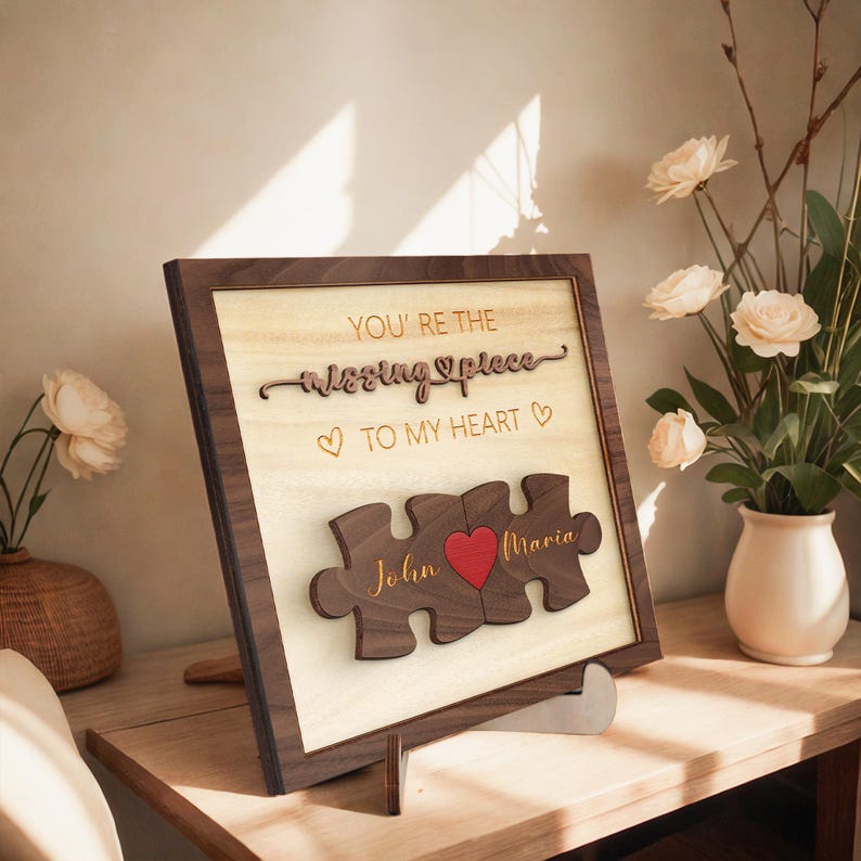 Puzzle Couples Name Sign, Personalized Romantic Gift for Him Her,