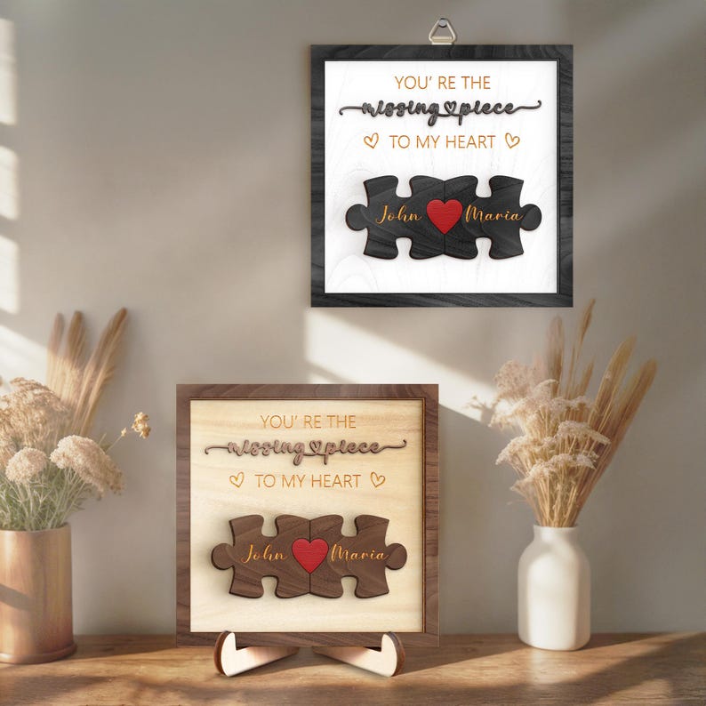 Puzzle Couples Name Sign, Personalized Romantic Gift for Him Her,
