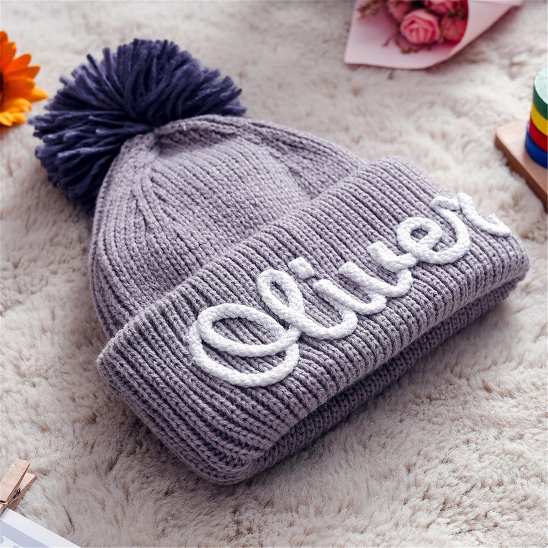 Custom Name Baby Hat, Personalized Kid's Winter Hat, Baby Name Beanie