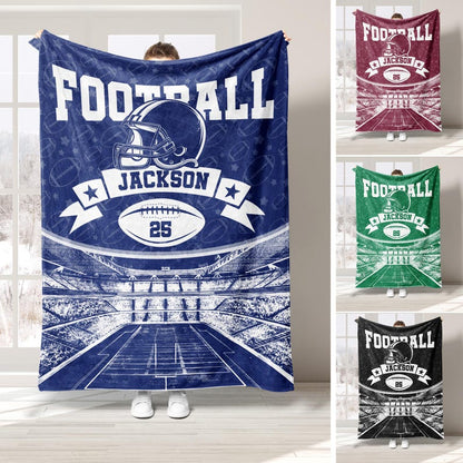 Personalized Football Blanket, Custom Name Number Football Player Blankets