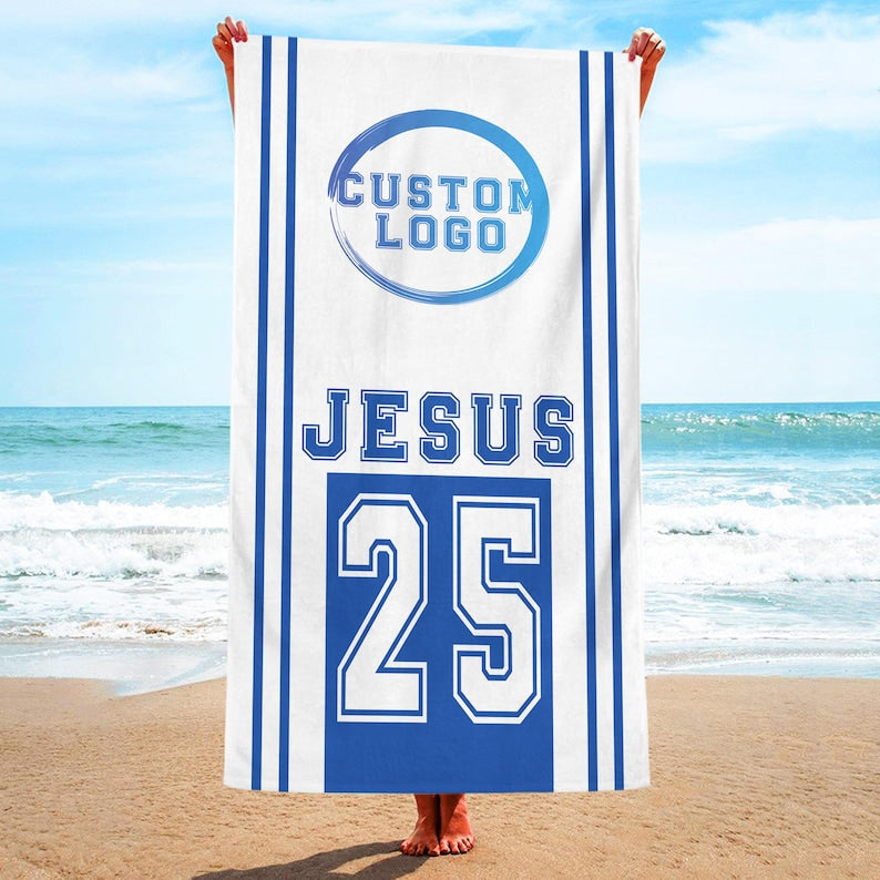 Custom School Logo Beach Towel,Sport Fan Gift