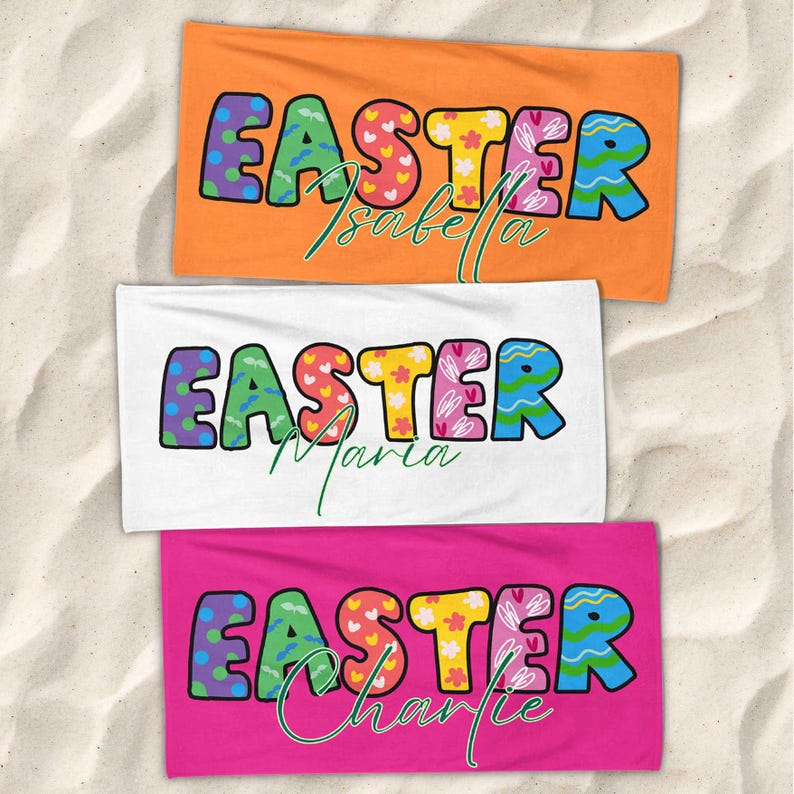 Personalized Easter Beach Towel, Easter Gifts,Custom Name Easter Party Beach Towel