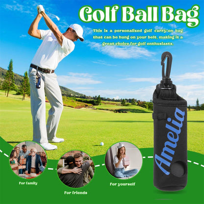 Personalized Name Golf Ball Bag, Golf Ball and Tees Holder