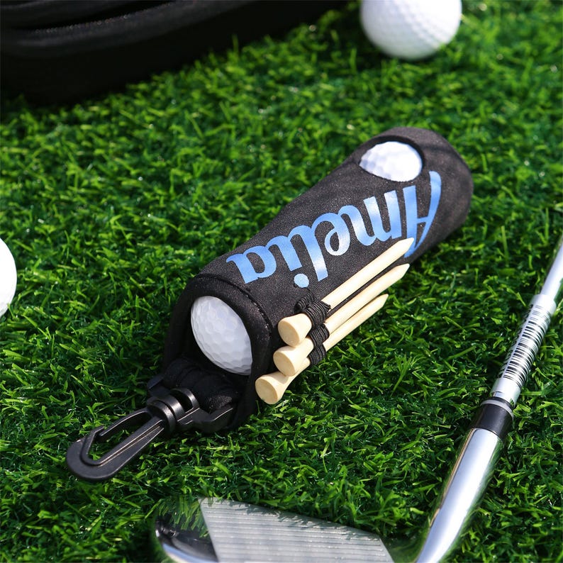 Personalized Name Golf Ball Bag, Golf Ball and Tees Holder