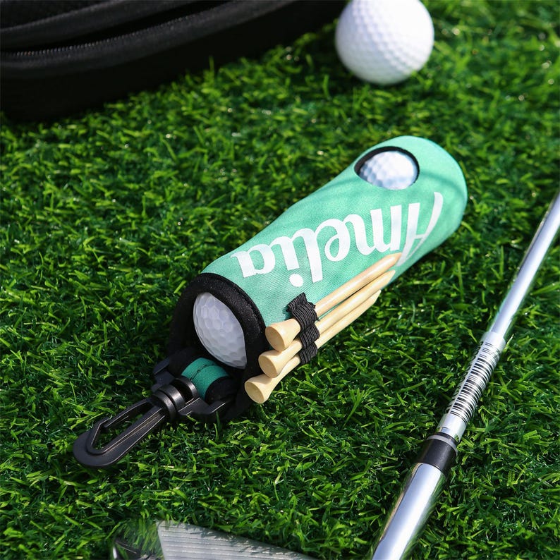 Personalized Name Golf Ball Bag, Golf Ball and Tees Holder