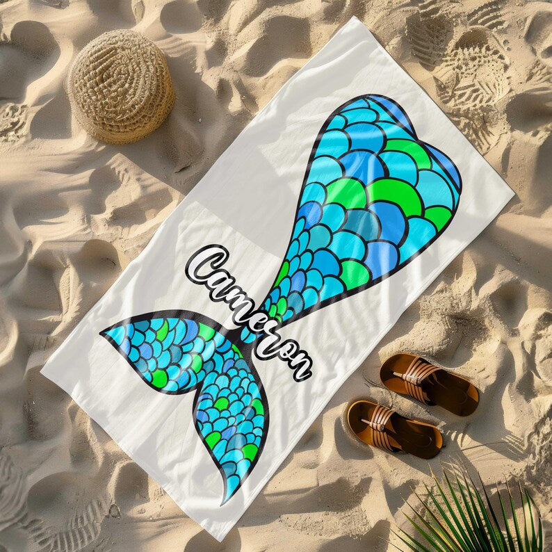 Mermaid Tail Beach Towel, Graduation Gift For Her, Sisters Besties Girls Beach Trip,