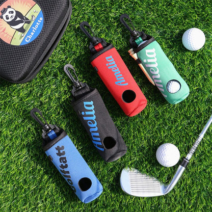 Personalized Name Golf Ball Bag, Golf Ball and Tees Holder