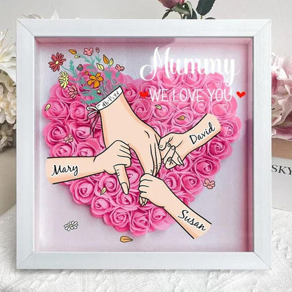 Personalized Mom Flower Shadow Box, Mother's Day Gift, Custom Roses Shadow Box
