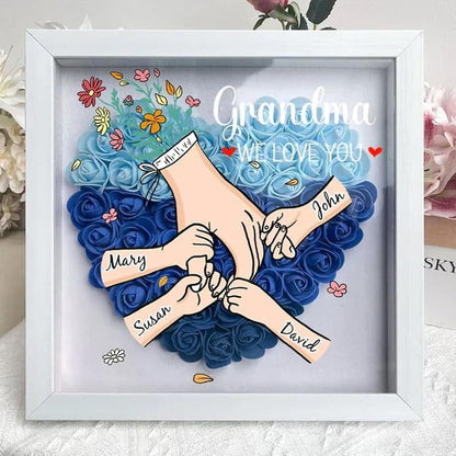 Personalized Mom Flower Shadow Box, Mother's Day Gift, Custom Roses Shadow Box