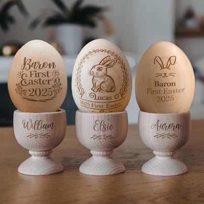 Personalized Musical Wooden Easter Egg Shakers, Engraved Egg Shaker Kids