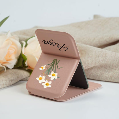 Personalized birth flower mirror: customized name gift, bridesmaid proposal gift