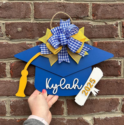 Personalized school colors graduation hat sign