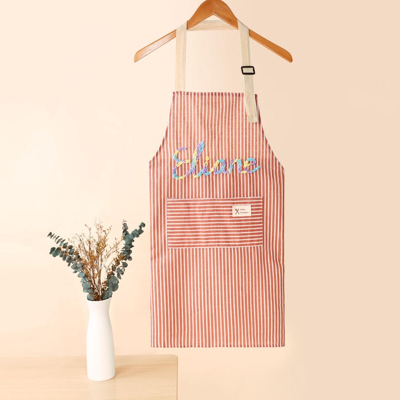 Personalized Hand-Embroidered Apron,Personalized Apron, Kitchen Apron
