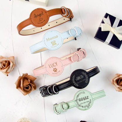 Personalized Leather Anti-lost AirTag Dog Collar,Leather Dog Collar