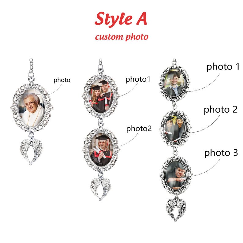 Graduation Tassel Charm with Angel Wings, Custom Graduation Cap Photo Charm
