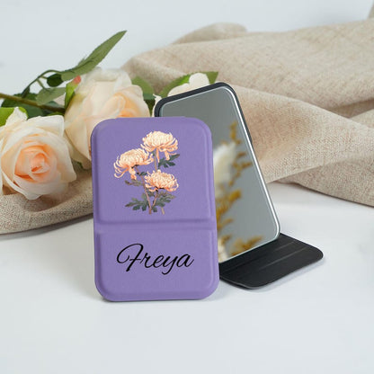 Personalized birth flower mirror: customized name gift, bridesmaid proposal gift