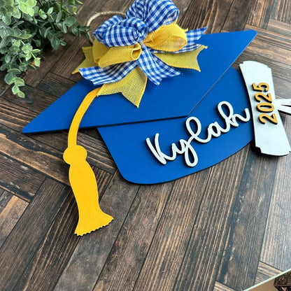 Personalized school colors graduation hat sign