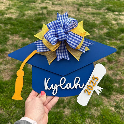 Personalized school colors graduation hat sign