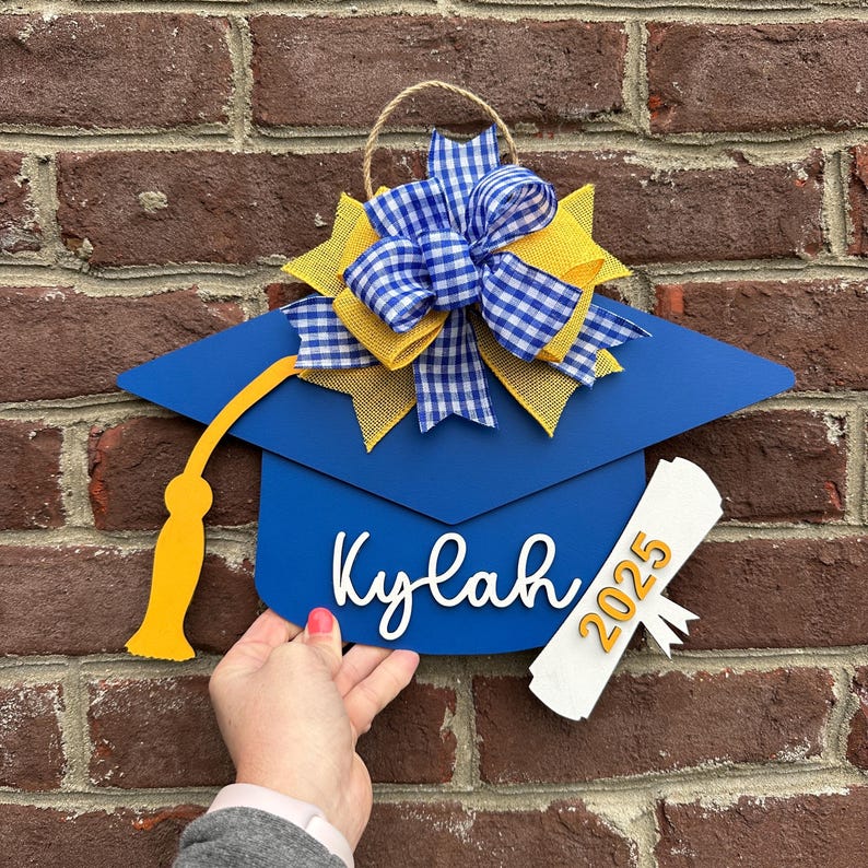 Personalized school colors graduation hat sign