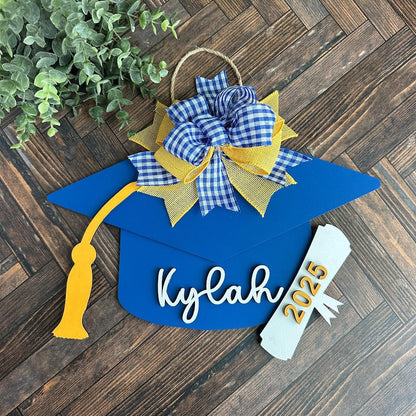 Personalized school colors graduation hat sign