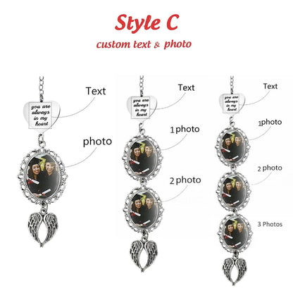Graduation Tassel Charm with Angel Wings, Custom Graduation Cap Photo Charm