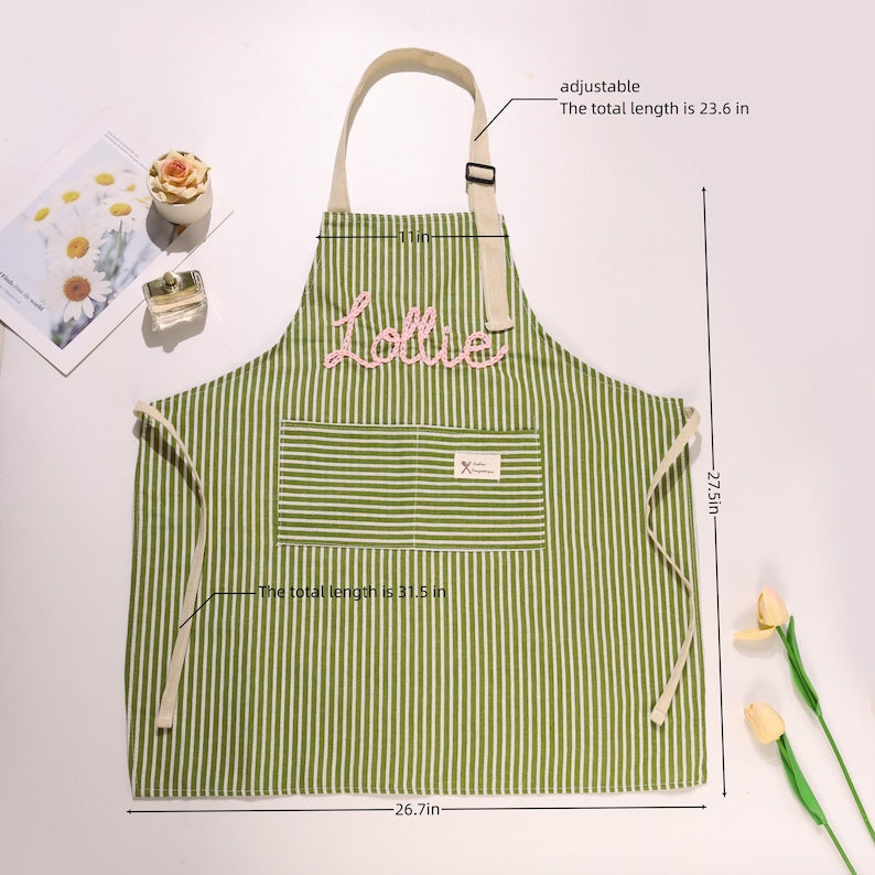 Personalized Hand-Embroidered Apron,Personalized Apron, Kitchen Apron