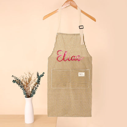 Personalized Hand-Embroidered Apron,Personalized Apron, Kitchen Apron