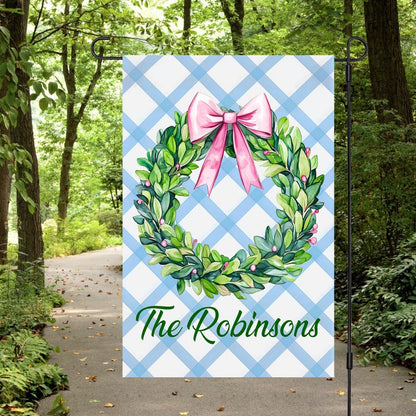 Personalized Chinoiserie Topiary Flag, Custom Family Name Flag
