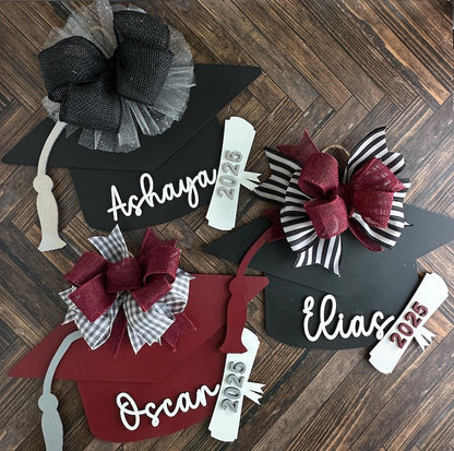 Personalized school colors graduation hat sign