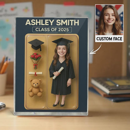Personalized 3D Graduation Action Figure Plaque: Custom Acrylic Keepsake