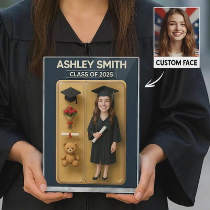 Personalized 3D Graduation Action Figure Plaque: Custom Acrylic Keepsake