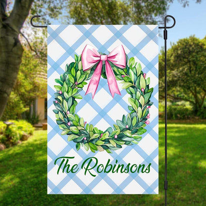 Personalized Chinoiserie Topiary Flag, Custom Family Name Flag