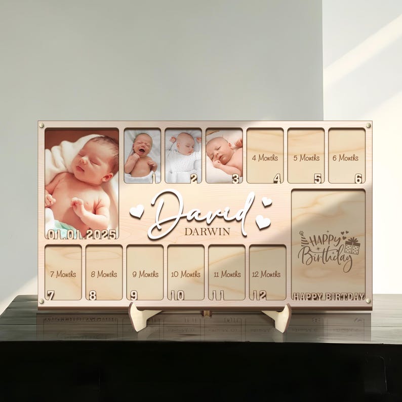 Baby First Year Picture Frame, Personalized Baby Photo Frame