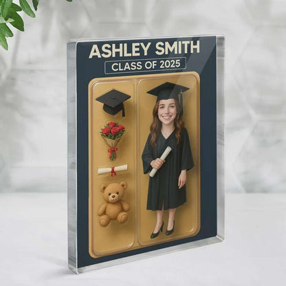 Personalized 3D Graduation Action Figure Plaque: Custom Acrylic Keepsake