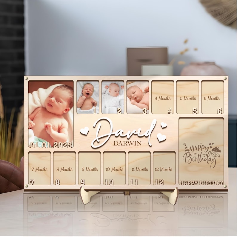 Baby First Year Picture Frame, Personalized Baby Photo Frame